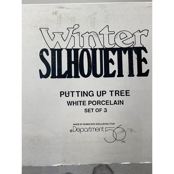 Dept 56 Winter Silhouette “PUTTING UP TREE” #77895 with Box Porcelain Used - Picture 5 of 7